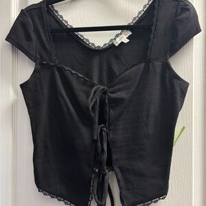 Better Be Black Lace-Trimmed Blouse